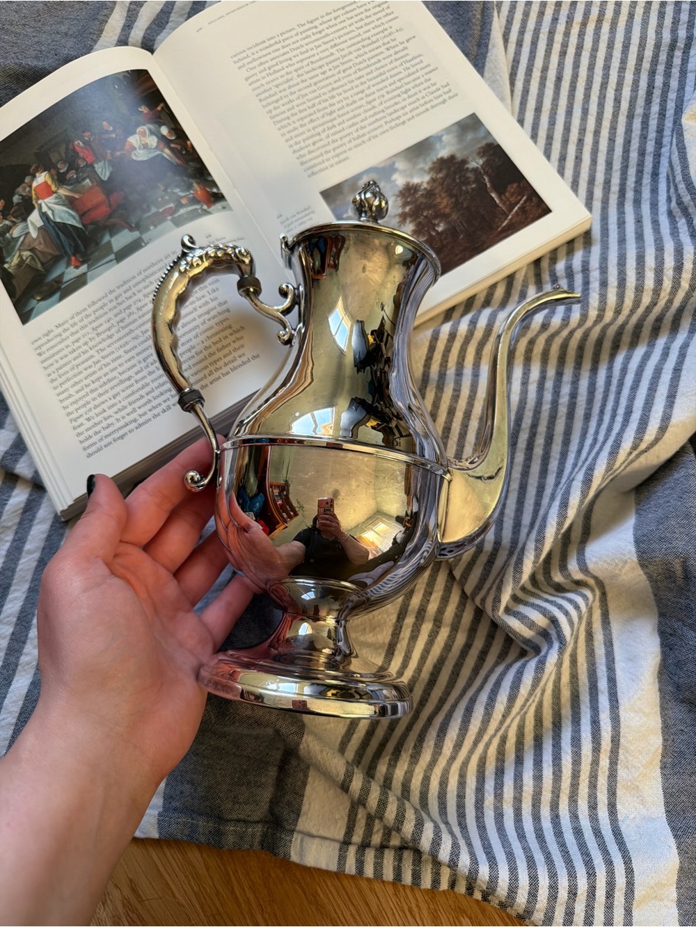 Vintage Silver-Plated Coffee/Tea Pitcher - Elegant Curved Spout